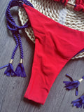 Sexy Solid color Women's Swimsuit Two-piece Triangle Swimwear Braiding rope Bikinis Set Beach Bathing Suit Brazilian Biquinis