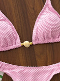 Wrinkled Crinkled Halter Beads Bikini Female Swimsuit Women Swimwear Two-pieces Bikini Set Brazilian Bather Bathing Suit Swim