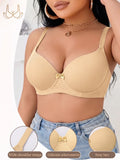 Plus Size Women's B C D Thin Cup Ribbed Push Up Bra Wide Straps Underwire Side gather Lingerie Comfort Ladies Brassiere