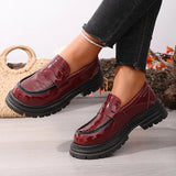 Patent Leather Chunky Platform Loafers Women British Style Plus Size 43 Thick Heel Pumps Woman Slip On Round Toe Oxford Shoes