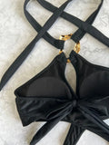 2026 New Sexy Hollow Out Women's Swimsuit Halter Lace-up Bodysuit Cross Bandage Backless Swimwear Push Up Bathing Suit Beachwear