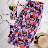 2026 Sexy Bikini Set 3-piece Print Halter Swimwear Swimsuit Women Bikinis Set Bathing Suit Beach Dress Bikini Cover Up Female