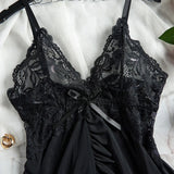 Tulle Suspenders Lace V-Neck Sleepwear Underwear Semi-transparent Night Dress Women's Sexy Lingerie Nightgowns Nighties