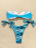 Rhinestone Flower Accessories Swimsuit Women 2026 2-piece Mini Bikini Sexy Strapless Backless Bathing Suit Summer Beach Swimwear