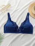 Women's sexy lace lace plus size bra without steel ring, gathered push up straps, adjustable close fitting underwear A2318