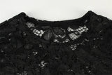 Ahagaga Floral Lace Women's Bodysuits Sexy Solid See Through Tees O-Neck Long Trumpet Sleeve Slim Fit Streetwear Rompers T Shirs