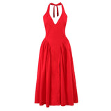 Foridol Summer Spring White Cotton Women's Dress Backless Halter Midi Party Dresses Elegant Vinatge A-line Vestidos 2025 New In