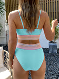 2026 Contrast Trim High Waist Bikini Sexy Swimsuit Women Solid Strape Swimwear Female Padded Bathing Suit Swimming Beachwear