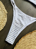 Black rhinestone process bikini sexy thong split swimsuit 2-piece beach set