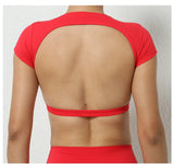 Sports Muscle Back Tee Without Padded Women Backless Sports Shirts Workout Gym Training Yoga T-Shirt Outdoor Open Back Tops
