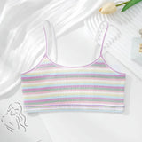 Women Non-wire Bras Female Cotton Bra Tops Striped Crop Top Small Breast Breathable Push Up Bra Comfort Girl Underwear