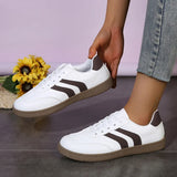 Plus Size 44 Women's Stripe Flats Fashion Lace Up Platform German Training Shoes Women Comfortable Non Slip Low Top Sneakers