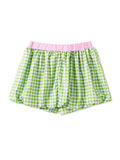 Women's Summer Mini Skirts Elastic Band Bubble Plaid Print Skirt for Daily, Travel, Parties