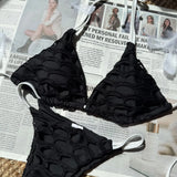 Hollow Out Halter Bikini Female Swimsuit Women Swimwear Two-pieces Bikini set High Leg Cut Bather Bathing Suit Swim Beachwear