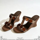 Boho Raffia Comfortable 8cm High Heels Wedge Slide Mules T-Strap Vacation Beach Straw Heels Espadrille Wedge Sandals Women Shoes