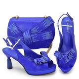 Beautiful Italian Shoes And Bag Sets For Evening Party With Stones Italian Leather Handbags Match Bags! 1-1