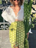 Dot Solid Minimalist Casual Skirt For Women High Waist Patchwork Zipper Irregular Hollow Out Skirts Female Fashion New OPM8