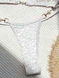 Sexy Leopard Velvet Bikini Mini Micro Thong Bikinis Women Swimwear Female Swimsuit Two-piece Bikini Set Halter Bathing Suit Swim