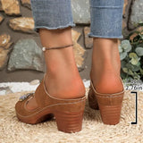 High Heel Sandals for Women 2026 Summer Thick Sole Square Heeled Slippers Chunky Platform Shoes