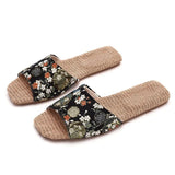 Breathable Indoor Linen Slippers For Women Men Home Floor Shoes Chinese Style Emrobidery Anti-slip Couples House Bedroom Slides