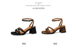 2025 Hot Sale Women's Shoes Open Toe Women's Sandals Fashion Leopard Print Office and Career New Plus Size Heeled Sandalszapatos