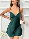 Summer New Ice Silk Slip V Neck Nightdress Mini Dresses Sexy Backless Pajama Women's Pajama Thin Breathable Print Slip Dress