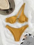 Sexy One Shoulder Bikini Set 2025 Women Red Black Push Up Underwire Micro Swimsuit Brazilian Cut Out Bathing Suit Thong Swimwear
