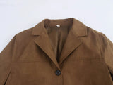 Foridol Turn Down Collar Brown Autumn Jacket for Women Casual Single Breasted Long Coat Jacket Female Winter Jacket Back Slit