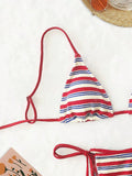 DEKA New Summer Brazilian Swimwear Women's Red Sexy Push-Up Two-Piece Swimsuit Bathing Suit Micro Beachwear Stripe Bikini Set