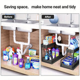 Bathroom & Kitchen Multi-Layer Pull-Out Storage Rack - Clutter Organizer for Sink Area & Seasonings