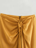 Foridol High Waist Bodycon Tassel Mini Skirt Women Summer Spring Irregular Slit Brown Short Bowknot Skirt Ladies Bottoms Brown