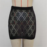 Sexy Hollow Out Crochet Knitted Tunic Beach Cover Up Cover-ups Beach Dress Beach Wear Beachwear Mini Skirt Female Women K6587