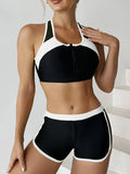 2026 Zipper Bikini Set Two Piece Swimsuit Women With Shorts Sports Swimwear Female Bathing Swimming Suit Beach Wear Summer