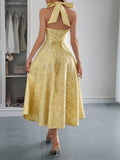 White Jacquard Backless Bow Evening Party Dress Women Robes Backless Elegant Sexy Dress Bodycon Long Summer Dress Vestidos