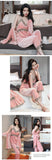 Women's Autumn Winter Golden Velvet Pajamas Set - Sexy Lace Suspender 3-Piece Loungewear with Breast Pads