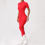 With Zipper Hollow Back Yoga Jumpsuit Sportswear Women Gym Clothes Running Fitness Yoga Backless Bodysuit