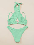 Cross Halter Underwire Bikini 2026 Women Swimsuit Solid Push Up Swimwear Female Bathers Bathing Swimming Suit Summer Beachwear