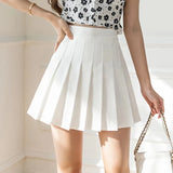 White Women Pleated Skirts Summer High Waist Zipper Girls Dancing JK Mini Skirts Black Fashion Student A Line Faldas 2024