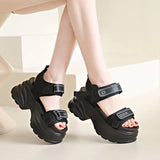 Silver Chunky Platform Sandals for Women Summer Wedge Heels Sport Sandals Woman Comfortable Thick Bottom Casual Sandles Female