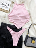 DEKA Summer Irregular Style Bikinis Set Women New Solid Hollow Push Up Swimsuit Sexy Brazilian Swimwear Female Biquini Beachwear
