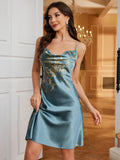 Hot style Women's Cherry Print Nightdress Casual sexy ladies pajamas slip dress for All Seasons