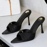 BIGTREE Summer Woman Slippers Fashion Open Toe Thin High Heels Shoes Street Style Stripper Party Slides Zapatos De Mujer