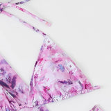 4 Pieces String Bikinis 2026 Women Sexy Swimwear Female Floral Swimsuit Bathers Bathing Swimming Swim Suit Beachwear Summer