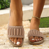2026New Flat Slippers Summer Pleated  Classic Women's Shoes Round Toe Comfortable Beach Sandals Pantuflas De Mujer