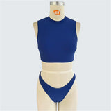 S - XXL 14 Colors High Neck Bikini Female Swimsuit Women Swimwear Two-Pieces Bikini Set Brazilian Bather Bathing Suit Swim V7486
