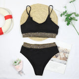 Bikini 2026 Sexy Swimwear Swimsuit Women Pit Striped Gold Wavy Edge Patchwork High Waist Bikinis Set Bathing Suit Beach Bikini