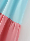 Foridol Multicolor Patchwork V Neck Sundress Smocked Strap Sleeveless A-line Female Midi Casual Summer Women Vestidos 2025
