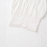 Fashionable Casual Solid Color Pleated Knit Top White Pleated Short Sleeve Blouse Waist Elegant Summer Top For Women Wear R6ZV