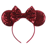 Disney Mickey Mouse Ears Leopard Print Headbands for Girls Baby Women Sequins 5"Bows Hair Accessories Adults Hairbands Kids Gift