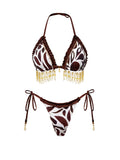 2026 Sexy Bikini Set Boho Tribal Print with Tassel Details Perfect for Pool Parties Summer Getaways Poolside Glamour